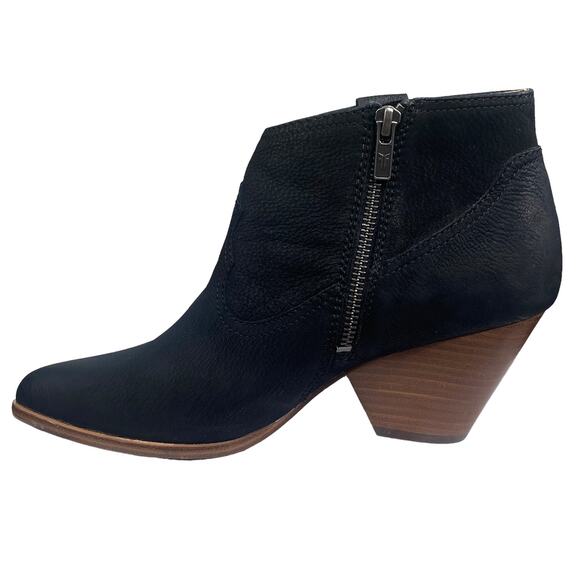 Frye Women’s Reina Black Leather Block Heel Ankle Boot Size US 8.5 - Picture 2 of 11